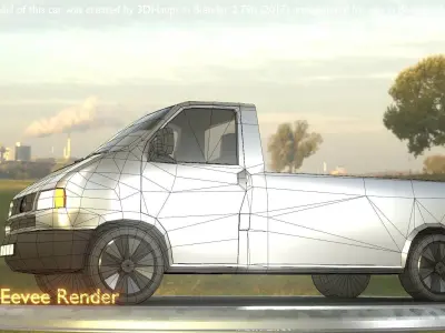 City Car 69 Commercial Pickup 3500 Type-C Silver Low-poly 3D model