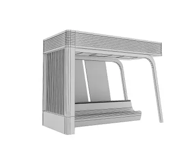 Bus Stop Shelter with Bench 3D model