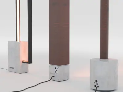 3 floor concrete lamps Free 3D model
