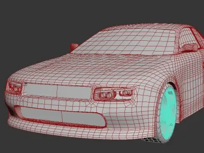 Black and White car Free low-poly 3D model