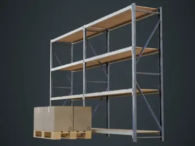 Boxes Pallet And Shelf 1B Low-poly 3D model