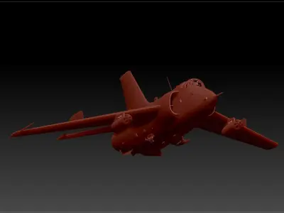 Q-5 fighter Low-poly 3D model