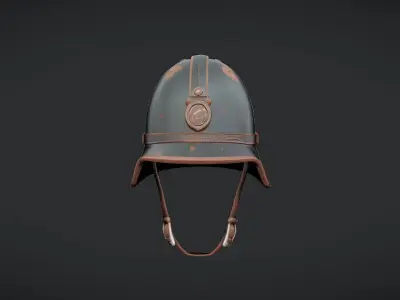 old military helmet with chin strap 3D model