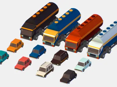 Isometric style commercial vehicle tank 3d model Low-poly 3D model