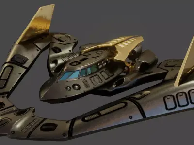 Batwing toy spaceship Low-poly 3D model