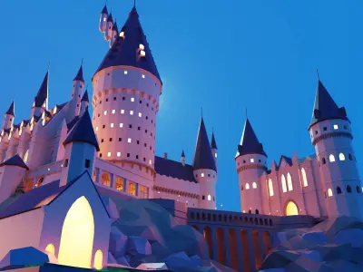 Cartoon Harry Porter Hogwarts Castle 3D model
