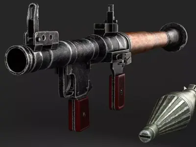 RPG 7 gun with wooden handle 3D model