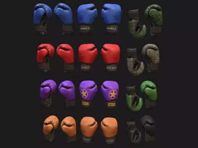 Boxing Gloves Pack Low-poly 3D model