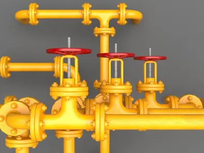 PBR Industrial Pipes Small Low-poly 3D model