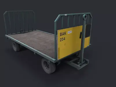 Airport Luggage cart Low poly model Low-poly 3D model
