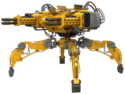 Walking Turret Concept-1-Yellow 3D model