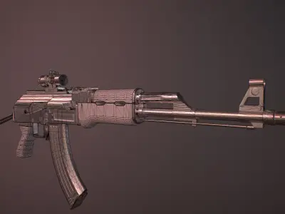 Moddable AK-47 Low-poly 3D model