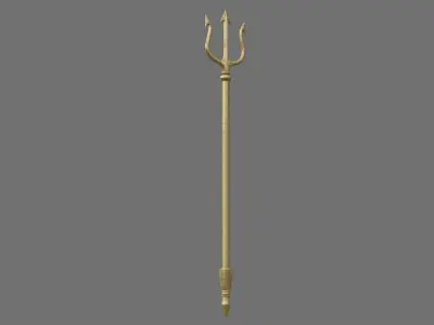 Trident 1 golden spear Low-poly 3D model