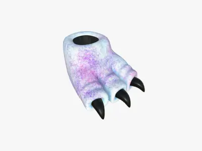 Slippers G07 White Purple Dino Paw - Costume Character Design Low-poly 3D model