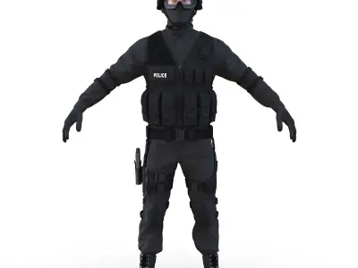 SWAT Man Mediterranean Rigged 3D Model 3D model