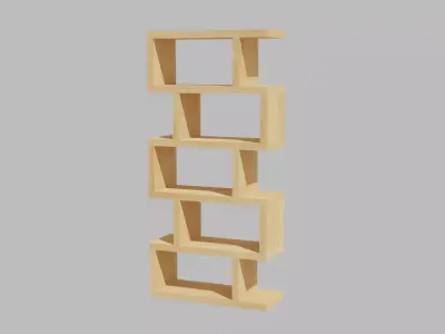 Bookshelf wooden bookcase with four shelves Free low-poly 3D model
