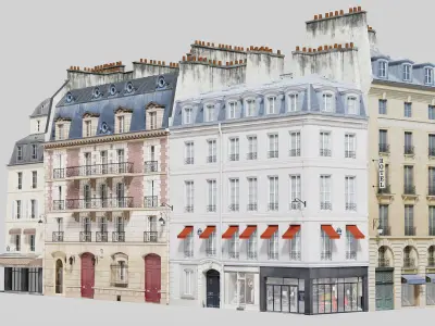 Paris quarter 1 Low-poly 3D model
