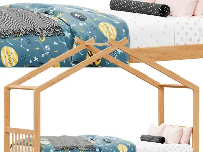 Clarkston Twin Solid Wood Canopy Bed Free 3D model