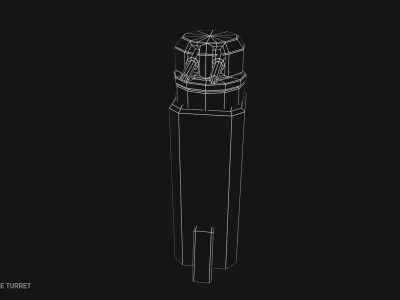 Scifi militarybase turret Low-poly 3D model