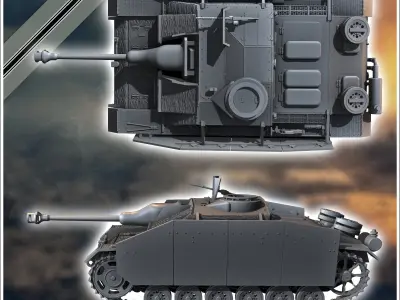 Sturmgeschutz StuG III AusfG 1944 late production - miniatures t 3D print model