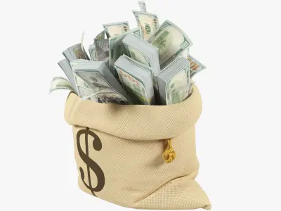 Money Bag and Coins Stacks Collection V3 3D model
