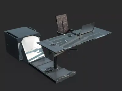 Future sci-fi office desk and chair combination 3D model