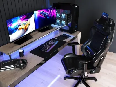 Gaming furniture set Free 3D model