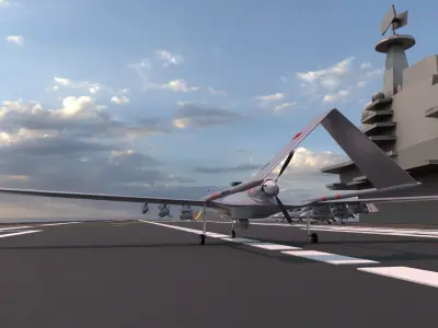 Bayraktar TB3 Unmanned Combat Aerial Vehicle  Low-poly 3D model