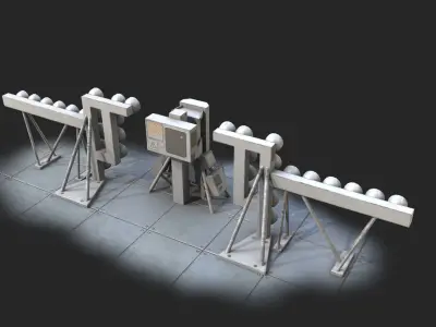 Fresnel lensoptical aid system of Aircraft Carrier Low-poly 3D model