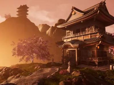 Hidden Shrine UE4 environment Low-poly 3D model