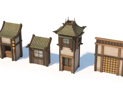 JAPANESE TRADITIONAL ARCHITECTURE PACK -STYLIZED- Low-poly 3D model