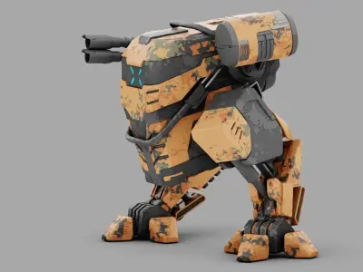 Military robot rigged character 3D model