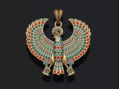 Egyptian Horus Falcon God enamel pendant 3D print model