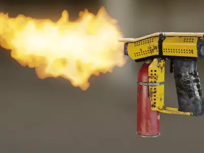 DIY Small Flamethrower Low-poly 3D model