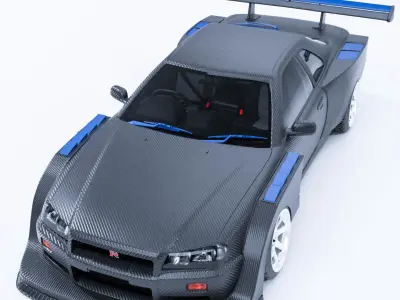 Full carbon widebody r34 Free 3D model