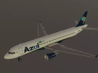Azul airlines airbus a320-214 low poly 3D Model  Low-poly 3D model