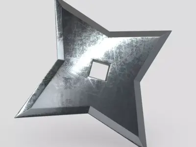 Shuriken 5 metal star Low-poly 3D model
