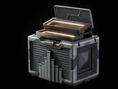 GAME READY CYBERPUNK SUPPLY CRATE PBR RIGGED Low-poly 3D model