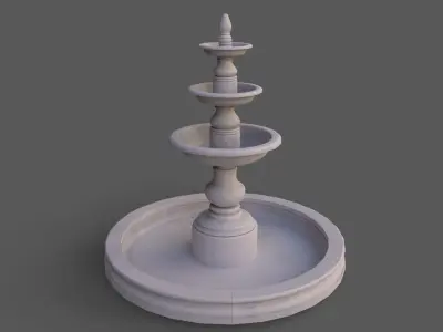 PBR Modern Memorial Fountain A Low-poly 3D model