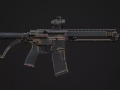 AR15 223 Rifle Game Ready Low-poly 3D model