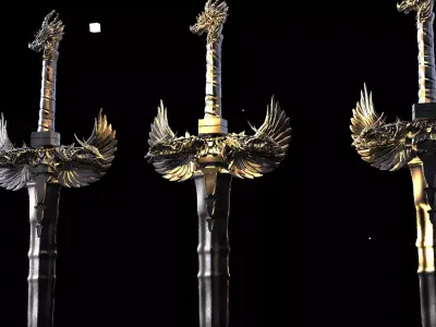 Dark Winged Dragon sword 3D model