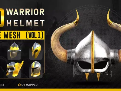 50 Warrior Helmet Base Mesh Vol-1 Low-poly 3D model