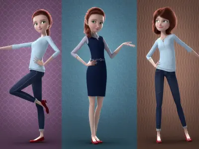 Cartoon Family Rigged V1 3D model
