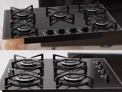 two cooktops for kitchen counter 3D model