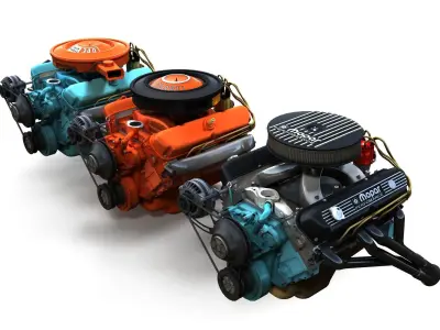 Mopar V8 engine Low-poly 3D model