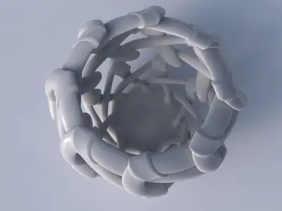 Bowl cylindrical with interlacing soft edged lattice and ribb... 3D model