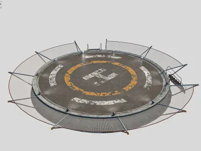 Helipad circular platform with stairs Low-poly 3D model