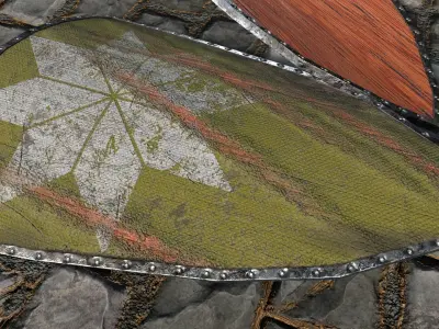 Medieval round shield with coat of arms 3 Low-poly 3D model