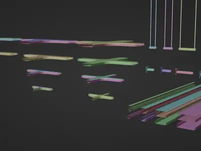 Cable trays 50x50 100x50 200x50 300x50 3D model