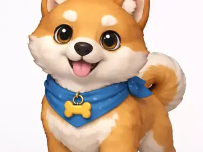 Cartoon Dog 3D model 8